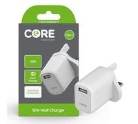 Core Essentials | USB A Wall Charger Plug | Fast Charging | Smartphone & Device Charging Plug | 1 Year Warranty (12W Fast Charge)