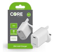 Core Essentials | USB C Wall Charger Plug | Fast Charging 20W PD | Smartphone & Device Charging Plug | 1-Year Warranty
