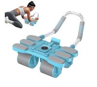 Core Exercise Wheel - Quad Wheel Automatic Return Ab Trainer for Strength Building | Padded Elbow Rest with Knee Mat & Quiet Glide Control for Gym, Home, Outdoor, Travel and Sports Training