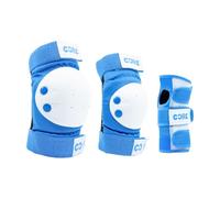 CORE Junior Triple Pad Set Knee Pads Elbow Pads Wrist Guards 6 in 1 Protective Gear Set for Kids Youth Adult for Skateboarding Scooter Cycling BMX Skating Skate - S (9-15 Years) - Blue