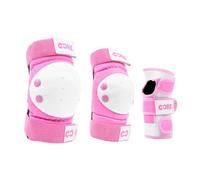 CORE Junior Triple Pad Set Knee Pads Elbow Pads Wrist Guards 6 in 1 Protective Gear Set for Kids Youth Adult for Skateboarding Scooter Cycling BMX Skating Skate - XS (6-10 Years) - Pink