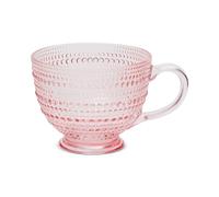 Core Kitchen Seashell Pink, Bubble Bead Raised Texture 13.5 Ounce Durable Glass Tea Cup Coffee Mug Tumbler Drink Beverage Cup, Home Décor, 51374
