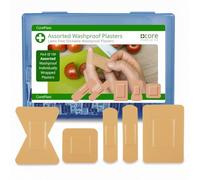 Core Medical Washproof Latex Free Plasters - Assorted Pack of 100 in Reusable Hard Box - Waterproof and Great stickability