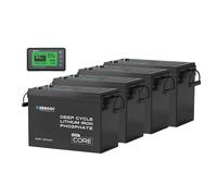 Core Mini - 12.8V 200Ah LiFePO4 Battery w/ Low-Temperature Protection - 4 Pack w/ Battery Monitor (Save 5%)