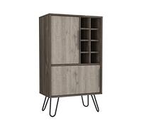 Core Nevada Smoked Oak 2 Door Drinks Bar Cabinet - Hairpin Legs