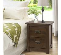 Core Products 2 Drawer Bedside Cabinet, Rich Dark Brown Lacquer Finish H55.0Cm X W45.0Cm X D40.0Cm