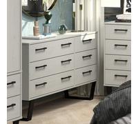 Core Products 3+3 Drawer Grey Waxed Wide Chest Of Drawers, H73.6Cm X W119.3Cm X D39.5Cm