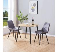 Core Products 3-Piece Dining Set with Oak Square Table & Two Diamond Stitch Chairs in Grey Core Products Grey