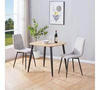 Core Products 3-Piece Dining Set with Oak Square Table & Two Straight Stitch Chairs in Light Grey Core Products Light Grey