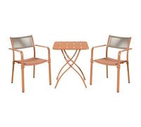 3-Piece Bistro Garden Set, Rope-Back Armchairs & Folding Table, Outdoor Dining