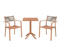 Core Products 3 Piece Square Garden Bistro Set In Terracotta, Includes Pair Of Rope Back Armchairs And Plastic Table