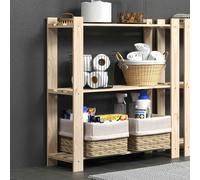 Core Products 3 Tier Narrow Shelf Storage Unit, Natural Sanded Pine, Clear