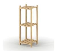 Core Products 3-Shelf Narrow Slatted Storage Rack Unit, Solid Pine - 3-Shelf