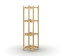 Core Products 3-Shelf Narrow Slatted Storage Rack Unit, Solid Pine - 4-Shelf