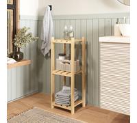 Core Products 3 Shelf Narrow Slatted Storage Unit, Solid Pine Wood, Natural Sanded
