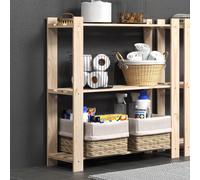 Core Products 3 Shelf Pine Narrow Slatted Storage Unit - Solid Pre Sanded Pine