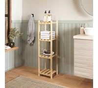 Core Products 4 Shelf Narrow Slatted Storage Unit, Solid Pine Wood, Natural Sanded