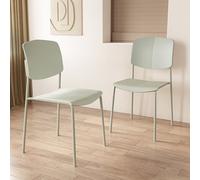 Core Products Academy Pair Of Light Green Kitchen Chairs - Contoured Plastic Seat And Back With Metal Legs 83 X 45 X 49Cm