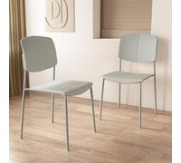 Core Products Academy Pair Of Light Grey Kitchen Chairs - Contoured Plastic Seat And Back With Metal Legs 83 X 45 X 49Cm