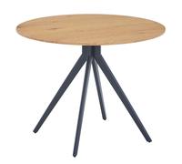 Core Products Aspen Compact Round Dining Table with Black Tapered Legs - 100 x 100cm in Light Brown | Size: 100 cm x 100 cm Core Products Light Brown 100 cm x 100 cm