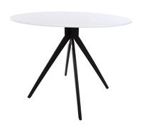 Aspen Round Dining Table with White Painted Top and Black Pedestal Legs, white