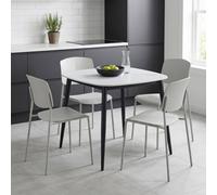 Core Products Aspen Gloss White Sintered Stone 80Cm Square Table And 4 Academy Light Grey Moulded Plastic Chairs