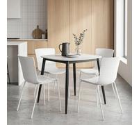 Core Products Aspen Gloss White Sintered Stone 80Cm Square Table And 4 Bali White Moulded Plastic Chairs