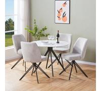 Core Products Aspen Gloss White Sintered Stone Round Table with 4 Swivel Chairs Set in Grey Core Products Grey