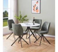 Core Products Aspen Gloss White Sintered Stone Round Table with 4 Swivel Chairs Set in Green Core Products Green