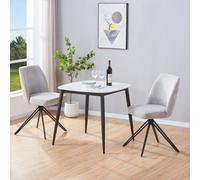 Core Products Aspen White Sintered Stone Table with 2 Swivel Fabric Chairs - Set in Grey Core Products Grey