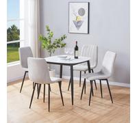 Core Products Aspen Gloss White Sintered Stone Square Table & 4 Light Grey Cord Fabric Chair Dining Set