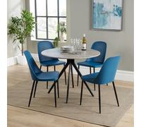 Core Products Aspen Grey Oak Effect Round Dining Table with 4 Duo Chairs - Set in Blue Core Products Blue