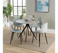 Core Products Aspen Grey Oak Round Table & 4 Grey Curve Chair Dining Set, Grey