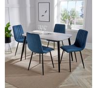 Core Products Aspen Grey-Oak Effect Rectangular Dining Table & 4 Stitch Chairs Set in Blue Core Products Blue