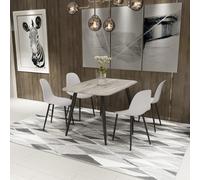 Core Products Aspen Grey Oak Effect 120Cm Rectangular Dining Table With 4 Calico Plastic Curve Chairs