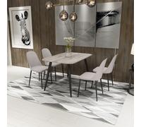 Core Products Aspen Grey-Oak Effect Rectangular Dining Table & Four Duo Chairs Set in Beige Core Products Beige