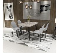 Core Products Aspen Grey Oak Rect Table & 4 Grey Duo Chair Dining Set, Grey