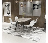 Core Products Aspen Grey Oak Rect Table & 4 White Curve Chair Dining Set, Grey