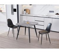 Core Products Aspen Grey Oak Square Table & 2 Black Curve Chair Dining Set, Grey
