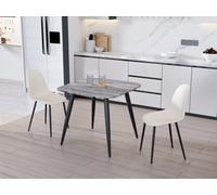 Core Products Aspen Grey Oak Square Table & 2 Calico Curve Chair Dining Set, Grey