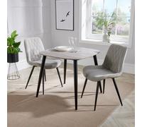 Core Products Aspen Grey Oak Effect Square Dining Table with 2 Stitch Chairs - Set in Light Grey Core Products Light Grey