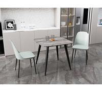 Core Products Aspen Grey Oak Square Table & 2 Grey Duo Chair Dining Set, Grey