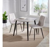 Core Products Aspen Grey Oak Effect Square Dining Table with 2 Straight Chairs - Set in Natural Core Products Natural
