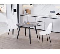 Core Products Aspen Grey Oak Square Table & 2 White Curve Chair Dining Set, Grey