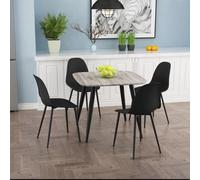 Core Products Aspen Grey Oak Effect Square Dining Table with 4 Curve Chairs - Set in Black Core Products Black
