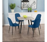 Core Products Aspen Grey Oak Effect Square Dining Table with 4 Duo Chairs - Set in Blue Core Products Blue