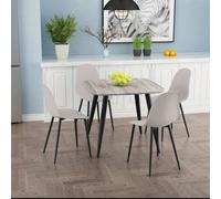 Core Products Aspen Grey Oak Square Table & 4 Calico Curve Chair Dining Set, Grey