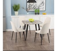Core Products Aspen Grey Oak Square Table & 4 Calico Duo Chair Dining Set, Grey
