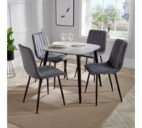 Core Products Aspen Grey Oak Square Table & 4 Grey Fabric Chair Dining Set, Grey