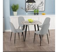 Core Products Aspen Grey Oak Square Table & 4 Grey Duo Chair Dining Set, Grey